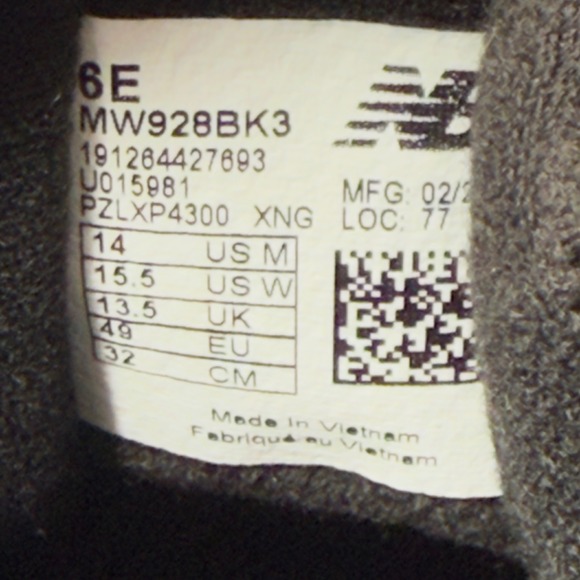 New Balance 928v3 Walking Shoes Mens 14 Black Mismatched Width Left D Right 6E - Picture 7 of 8